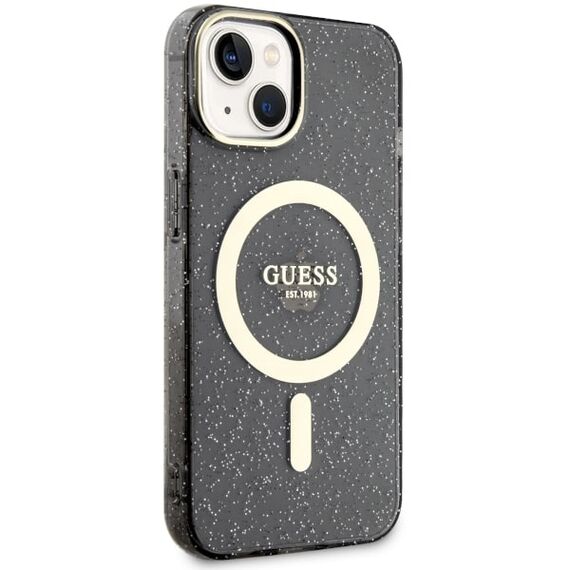 Guess GUHMP14MHCMCGK iPhone 14 Plus 6.7" black/black hardcase Glitter Gold MagSafe - Apple Cases - Cases - Techbox