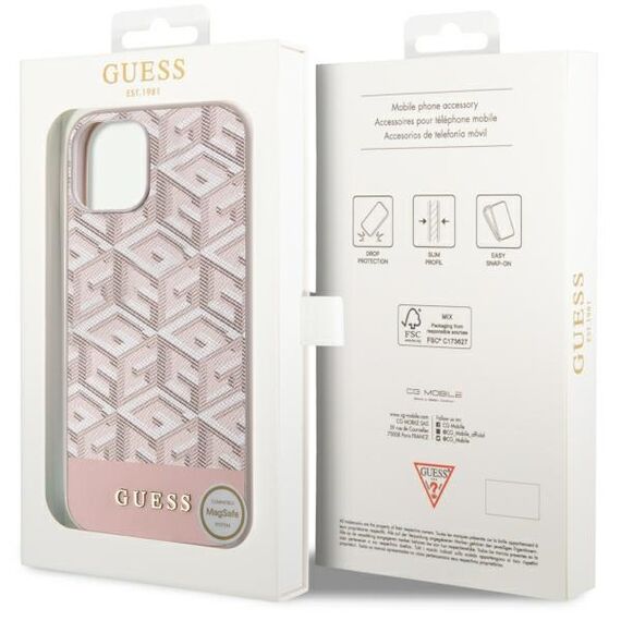 Guess GUHMP14MHGCFSEP iPhone 14 Plus 6.7" pink/pink hard case GCube Stripes MagSafe | Techbox