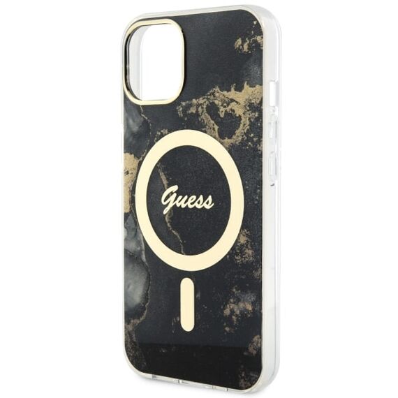 Guess GUHMP14SHTMRSK iPhone 14 6.1" black/black hardcase Golden Marble MagSafe | Techbox
