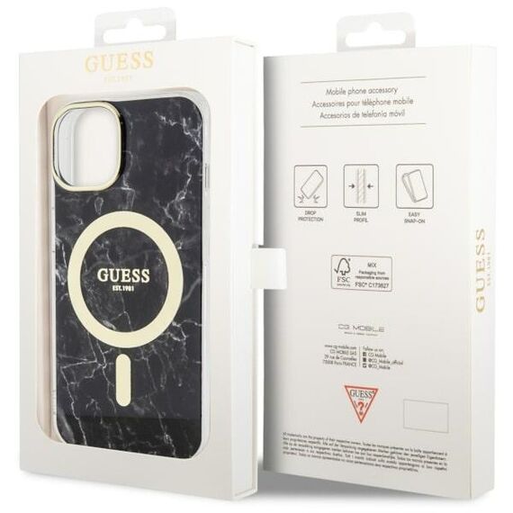 Guess GUHMP14SPCUMAK iPhone 14 6.1" black/black hardcase Marble MagSafe | Techbox