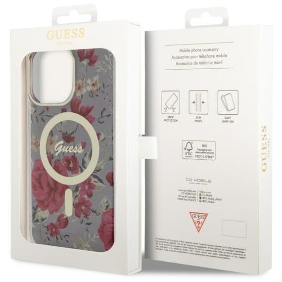 Guess GUHMP14XHCFWSA iPhone 14 Pro Max 6.7" green/khaki hardcase Flower MagSafe | Techbox