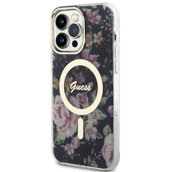 Guess GUHMP14XHCFWSK iPhone 14 Pro Max 6.7" black/black hardcase Flower MagSafe - Apple Cases - Cases - Techbox