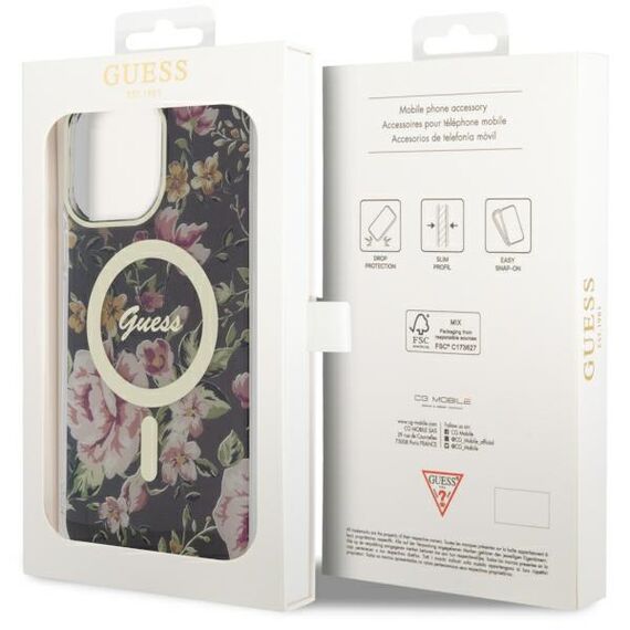 Guess GUHMP14XHCFWSK iPhone 14 Pro Max 6.7" black/black hardcase Flower MagSafe - Apple Cases - Cases - Techbox