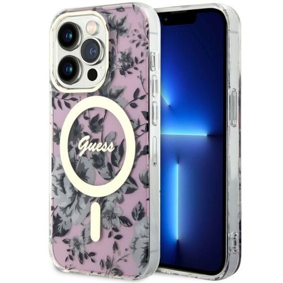 Guess GUHMP14XHCFWSP iPhone 14 Pro Max 6.7" pink/pink hardcase Flower MagSafe - Apple Cases - Cases - Techbox