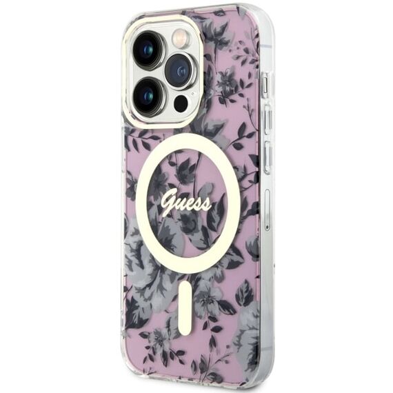 Guess GUHMP14XHCFWSP iPhone 14 Pro Max 6.7" pink/pink hardcase Flower MagSafe - Apple Cases - Cases - Techbox