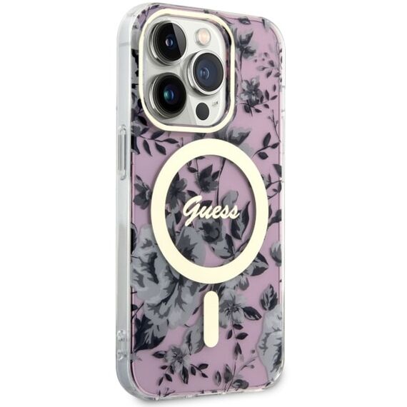 Guess GUHMP14XHCFWSP iPhone 14 Pro Max 6.7" pink/pink hardcase Flower MagSafe - Apple Cases - Cases - Techbox