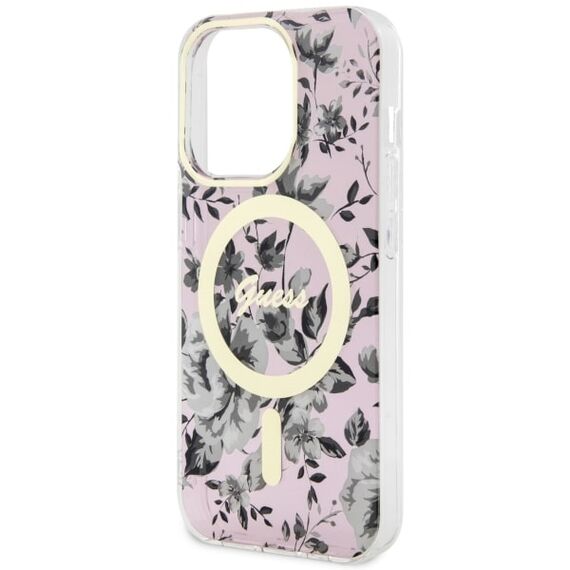 Guess GUHMP14XHCFWSP iPhone 14 Pro Max 6.7" pink/pink hardcase Flower MagSafe - Apple Cases - Cases - Techbox