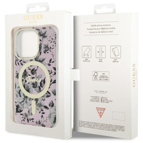 Guess GUHMP14XHCFWSP iPhone 14 Pro Max 6.7" pink/pink hardcase Flower MagSafe - Apple Cases - Cases - Techbox