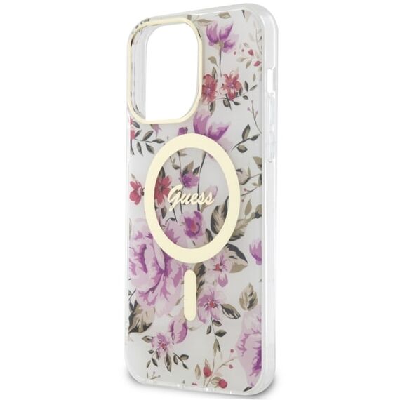 Guess GUHMP14XHCFWST iPhone 14 Pro Max 6.7" transparent hardcase Flower MagSafe | Techbox