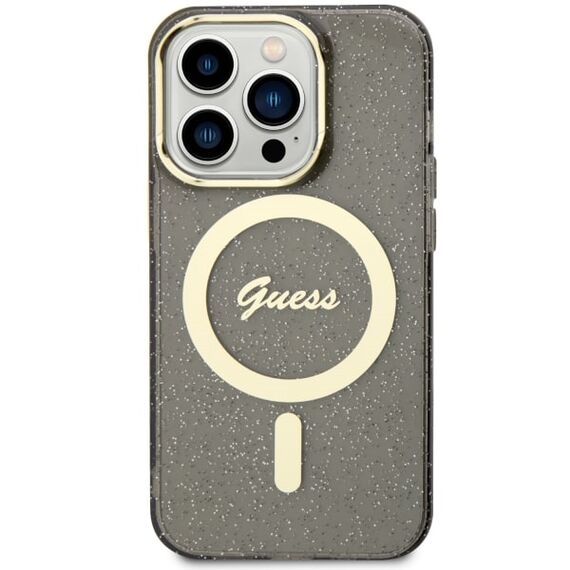 Guess GUHMP14XHCMCGK iPhone 14 Pro Max 6.7" black/black hardcase Glitter Gold MagSafe | Techbox