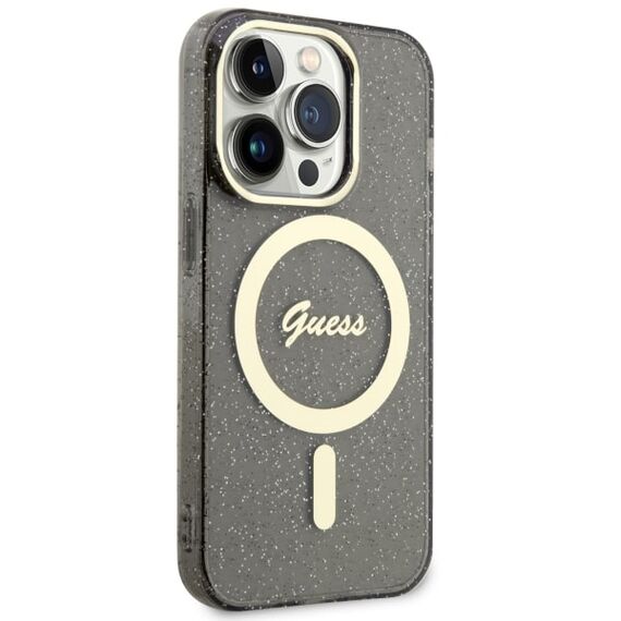 Guess GUHMP14XHCMCGK iPhone 14 Pro Max 6.7" black/black hardcase Glitter Gold MagSafe | Techbox