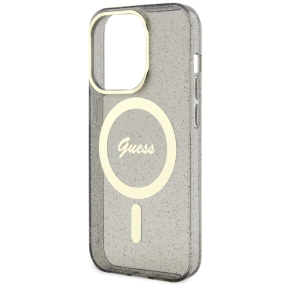 Guess GUHMP14XHCMCGK iPhone 14 Pro Max 6.7" black/black hardcase Glitter Gold MagSafe | Techbox