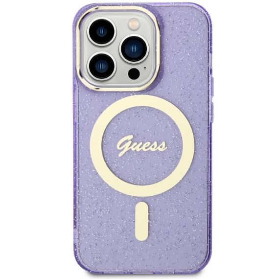 Guess GUHMP14XHCMCGU iPhone 14 Pro Max 6.7" purple/purple hardcase Glitter Gold MagSafe | Techbox