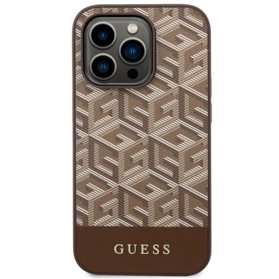 Guess GUHMP14XHGCFSEW iPhone 14 Pro Max 6.7" brown/brown hard case GCube Stripes MagSafe | Techbox