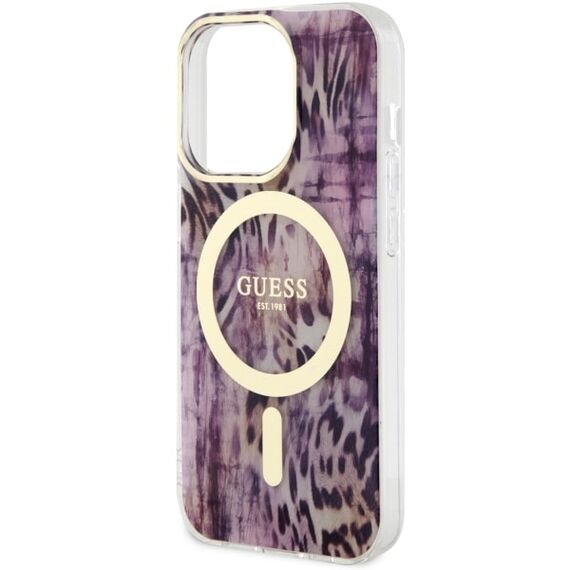 Guess GUHMP14XHLEOPWP iPhone 14 Pro Max 6.7" pink/pink hardcase Leopard MagSafe | Techbox