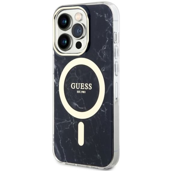 Guess GUHMP14XPCUMAK iPhone 14 Pro Max 6.7" black/black hardcase Marble MagSafe | Techbox