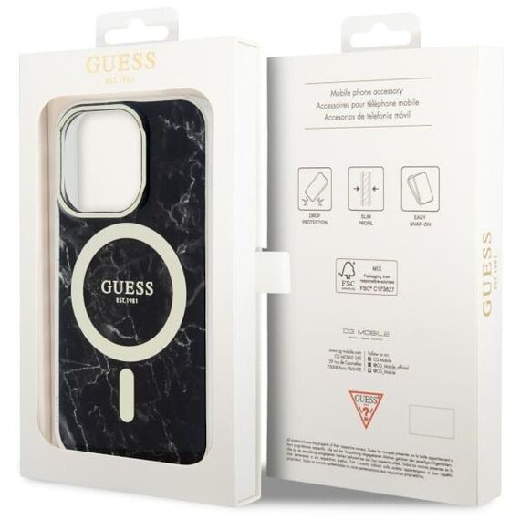 Guess GUHMP14XPCUMAK iPhone 14 Pro Max 6.7" black/black hardcase Marble MagSafe | Techbox