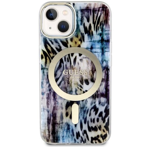 Guess Leopard MagSafe case for iPhone 14 - blue | Techbox