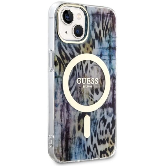 Guess Leopard MagSafe case for iPhone 14 - blue | Techbox
