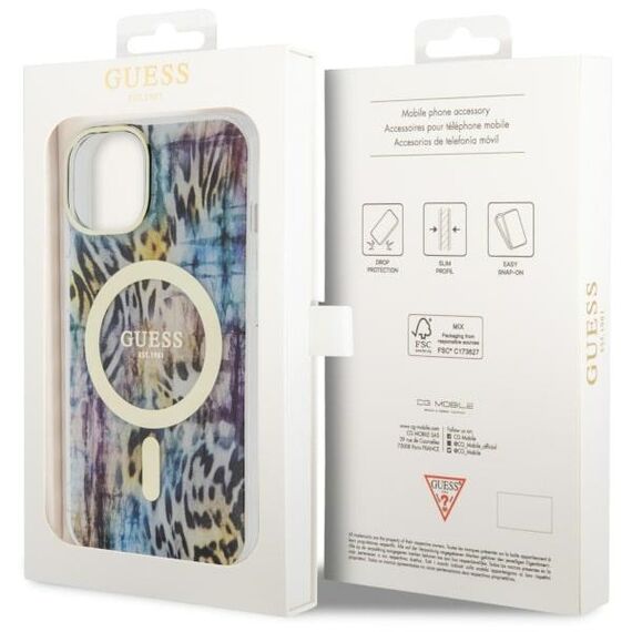 Guess Leopard MagSafe case for iPhone 14 - blue | Techbox