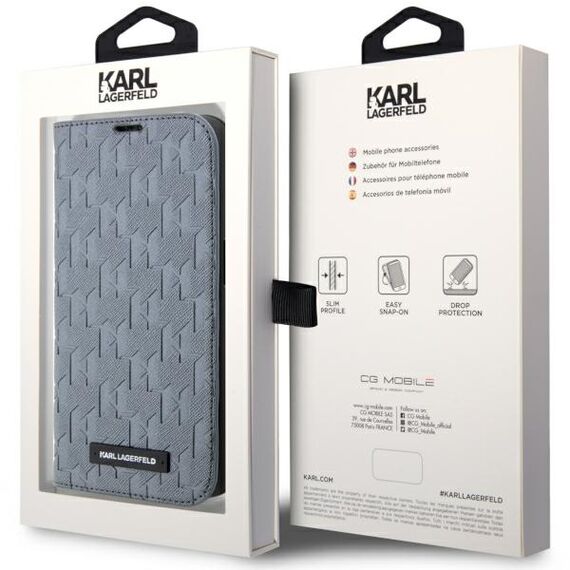 Karl Lagerfeld KLBKP14LSAKLHPG iPhone 14 Pro 6.1" bookcase silver/silver Saffiano Monogram | Techbox