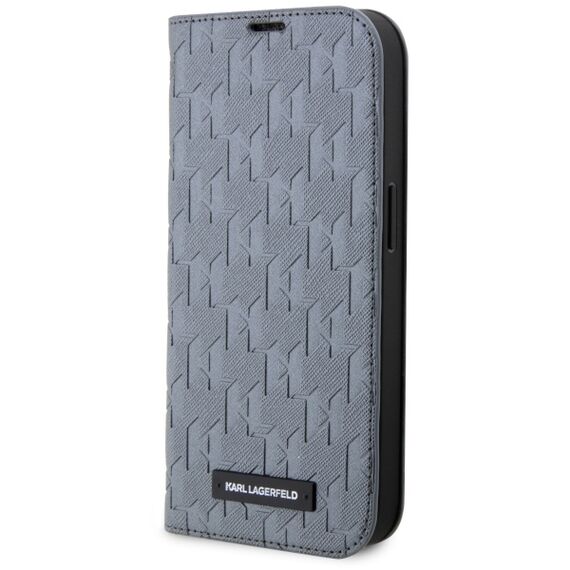 Karl Lagerfeld KLBKP14SSAKLHPG iPhone 14 6.1" bookcase silver/silver Saffiano Monogram | Techbox
