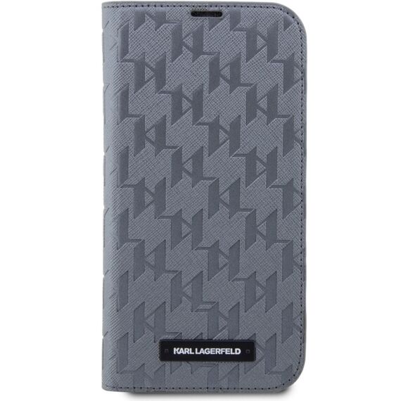 Karl Lagerfeld KLBKP14SSAKLHPG iPhone 14 6.1" bookcase silver/silver Saffiano Monogram | Techbox