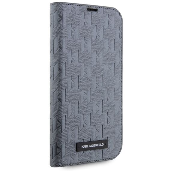 Karl Lagerfeld KLBKP14SSAKLHPG iPhone 14 6.1" bookcase silver/silver Saffiano Monogram | Techbox