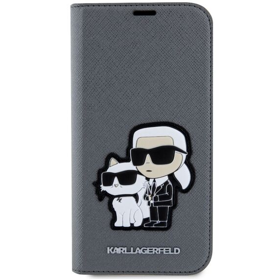 Karl Lagerfeld KLBKP14SSANKCPG iPhone 14 6.1" bookcase silver/silver Saffiano Karl &amp; Choupette | Techbox