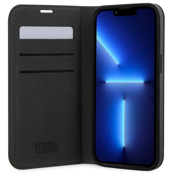 Karl Lagerfeld KLBKP14SSANKCPG iPhone 14 6.1" bookcase silver/silver Saffiano Karl &amp; Choupette | Techbox