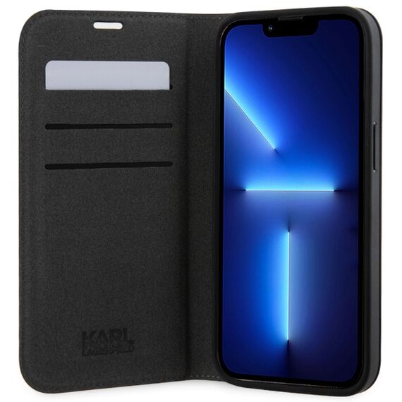 Karl Lagerfeld KLBKP14XSAKLHPG iPhone 14 Pro Max 6.7" bookcase silver/silver Saffiano Monogram | Techbox
