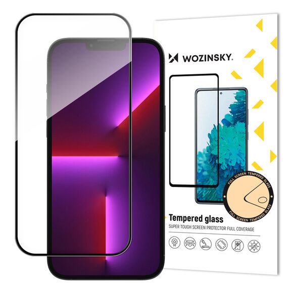 Full Screen Tempered Glass with Frame Case Friendly Wozinsky Full Glue iPhone 15 Pro - Black | Techbox