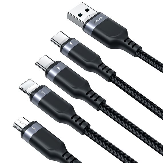 Joyroom Multi-Use Series S-A18 4in1 USB-A - USB-C / USB-C / Lightning / micro USB cable 1.2m - black | Techbox