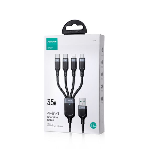 Joyroom Multi-Use Series S-A18 4in1 USB-A - USB-C / USB-C / Lightning / micro USB cable 1.2m - black | Techbox