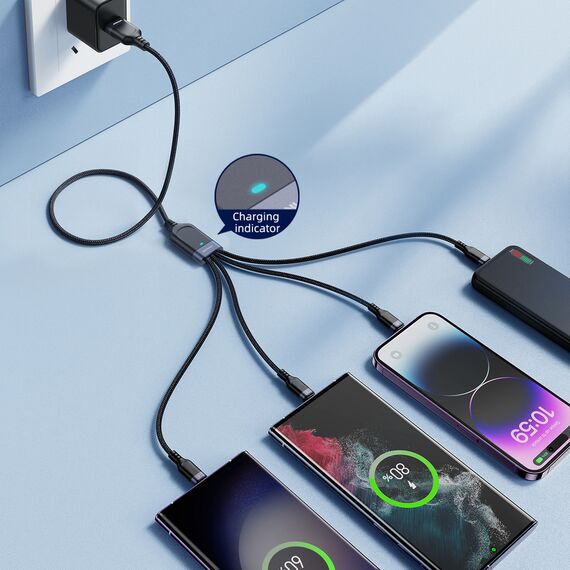 Joyroom Multi-Use Series S-A18 4in1 USB-A - USB-C / USB-C / Lightning / micro USB cable 1.2m - black | Techbox