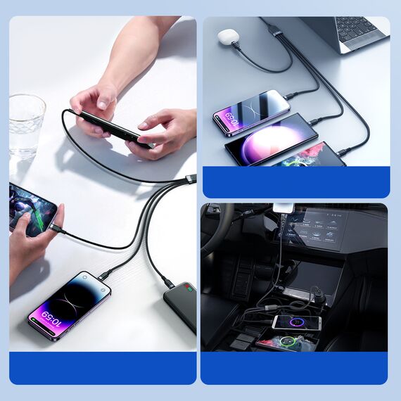 Joyroom Multi-Use Series S-A18 4in1 USB-A - USB-C / USB-C / Lightning / micro USB cable 1.2m - black | Techbox