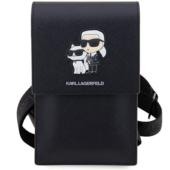 Karl Lagerfeld Handbag KLWBSAKCPMK black/black Saffiano Karl &amp; Choupette | Techbox