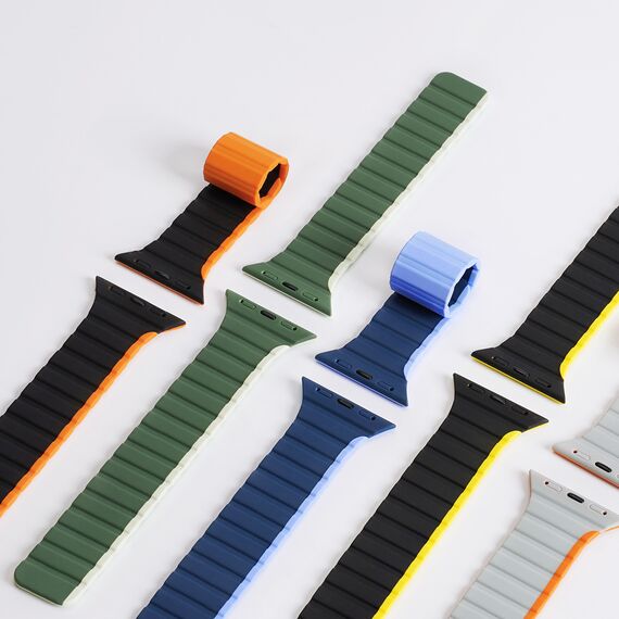 Magnetic Apple Watch SE, 9, 8, 7, 6, 5, 4, 3, 2, 1 (41, 40, 38 mm) Dux Ducis Strap (LD Version) - gray-orange | Techbox