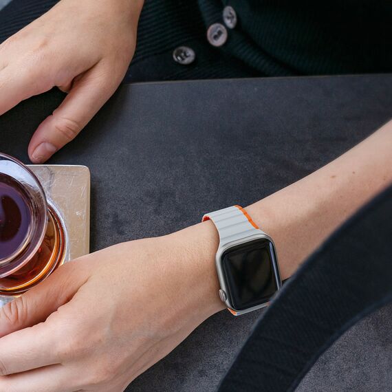 Magnetic Apple Watch SE, 9, 8, 7, 6, 5, 4, 3, 2, 1 (41, 40, 38 mm) Dux Ducis Strap (LD Version) - gray-orange | Techbox