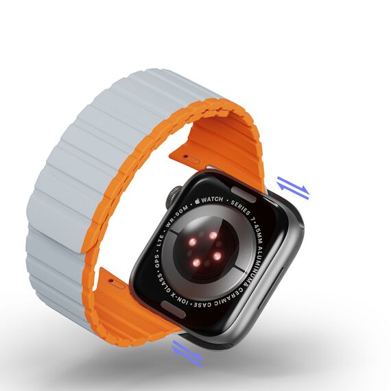Magnetic Apple Watch SE, 9, 8, 7, 6, 5, 4, 3, 2, 1 (41, 40, 38 mm) Dux Ducis Strap (LD Version) - gray-orange | Techbox