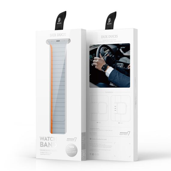 Magnetic Apple Watch SE, 9, 8, 7, 6, 5, 4, 3, 2, 1 (41, 40, 38 mm) Dux Ducis Strap (LD Version) - gray-orange | Techbox