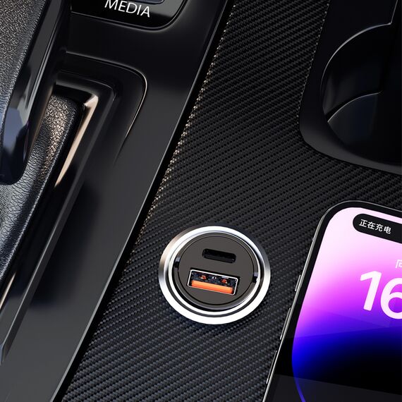 Dudao R3MAX 48W QC PD mini car charger - black - Car Chargers - Smartphone Chargers - Techbox