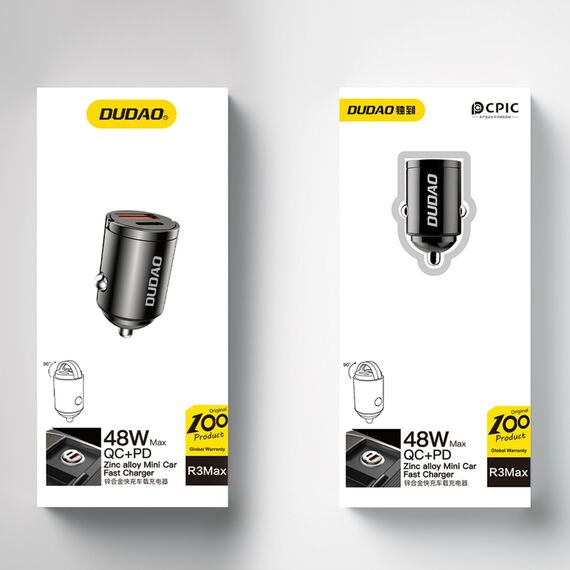 Dudao R3MAX 48W QC PD mini car charger - black - Car Chargers - Smartphone Chargers - Techbox