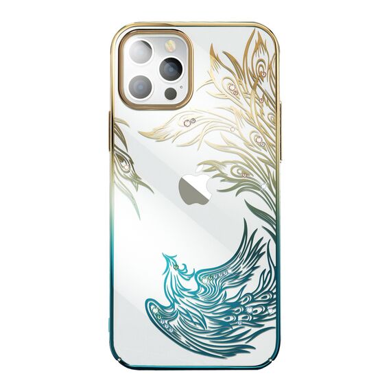 Luxury iPhone 14 Case with Kingxbar Phoenix Crystals - Gold and Blue | Techbox