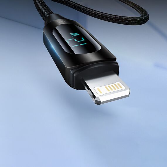 USB-A Cable - Lightning Wozinsky WUALC2 with LED Display 2.4A 2m - Black - Cables & Adapters - Cables & Accessories - Techbox