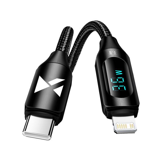Wozinsky WUCLC2 Lightning - USB-C 36W 480Mb/s cable 2m with display - black | Techbox