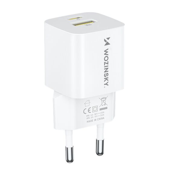 Wozinsky WWCEAC GaN USB-A USB-C 33W wall charger - white - Travel Chargers - Smartphone Chargers - Techbox