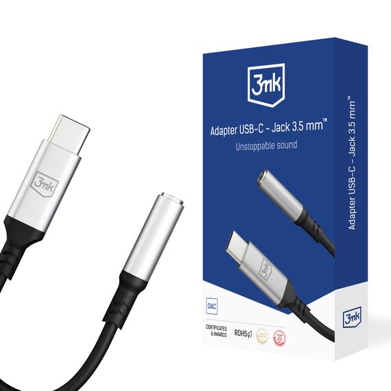 3mk USB-C adapter - 3.5 mm minijack - silver | Techbox