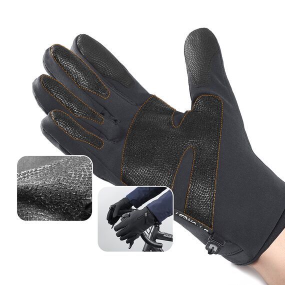Anti-slip winter phone sports gloves (size L) - black | Techbox