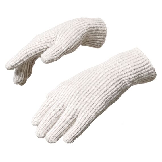 Braided telephone gloves with cutouts for fingers - beige | Techbox